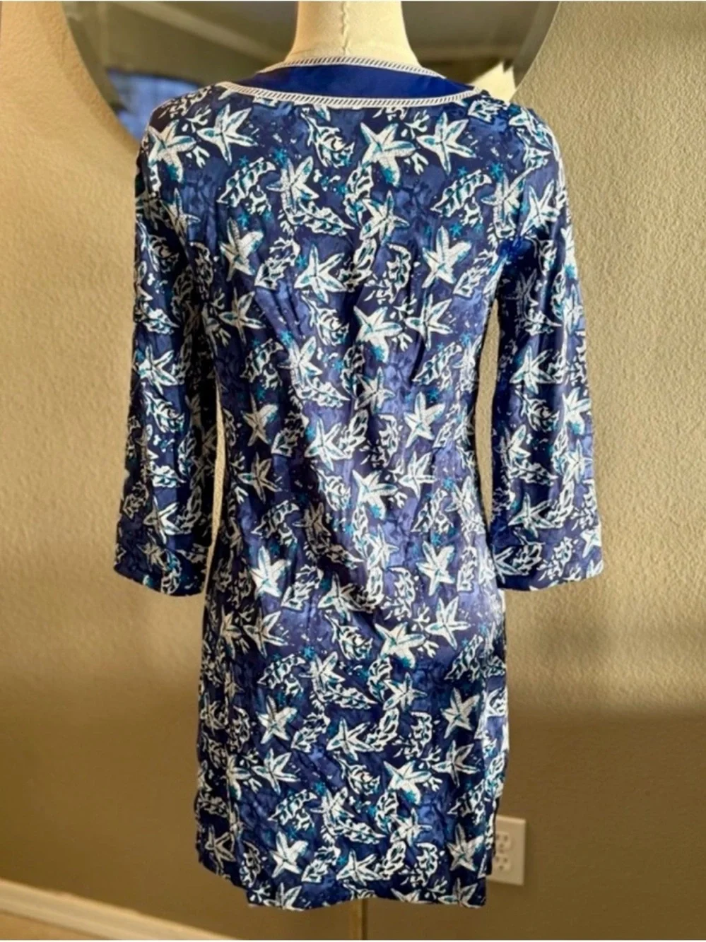 Cabana Life x Talbots Royal Blue Tunic with Cream Trim - Picture 4 of 6